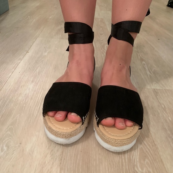 black tie up espadrilles